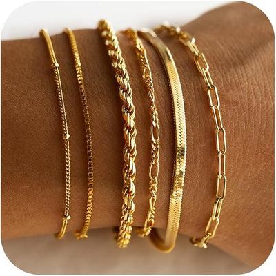 Blodwen | Delicate Gold Layered Bracelet Set