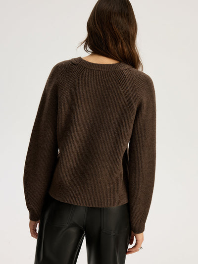 Cut-out Ribbed Knit Sweater