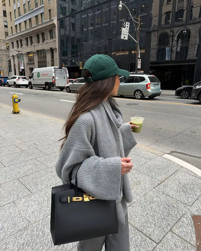 Xia Loose Knit Sweater with Scarf