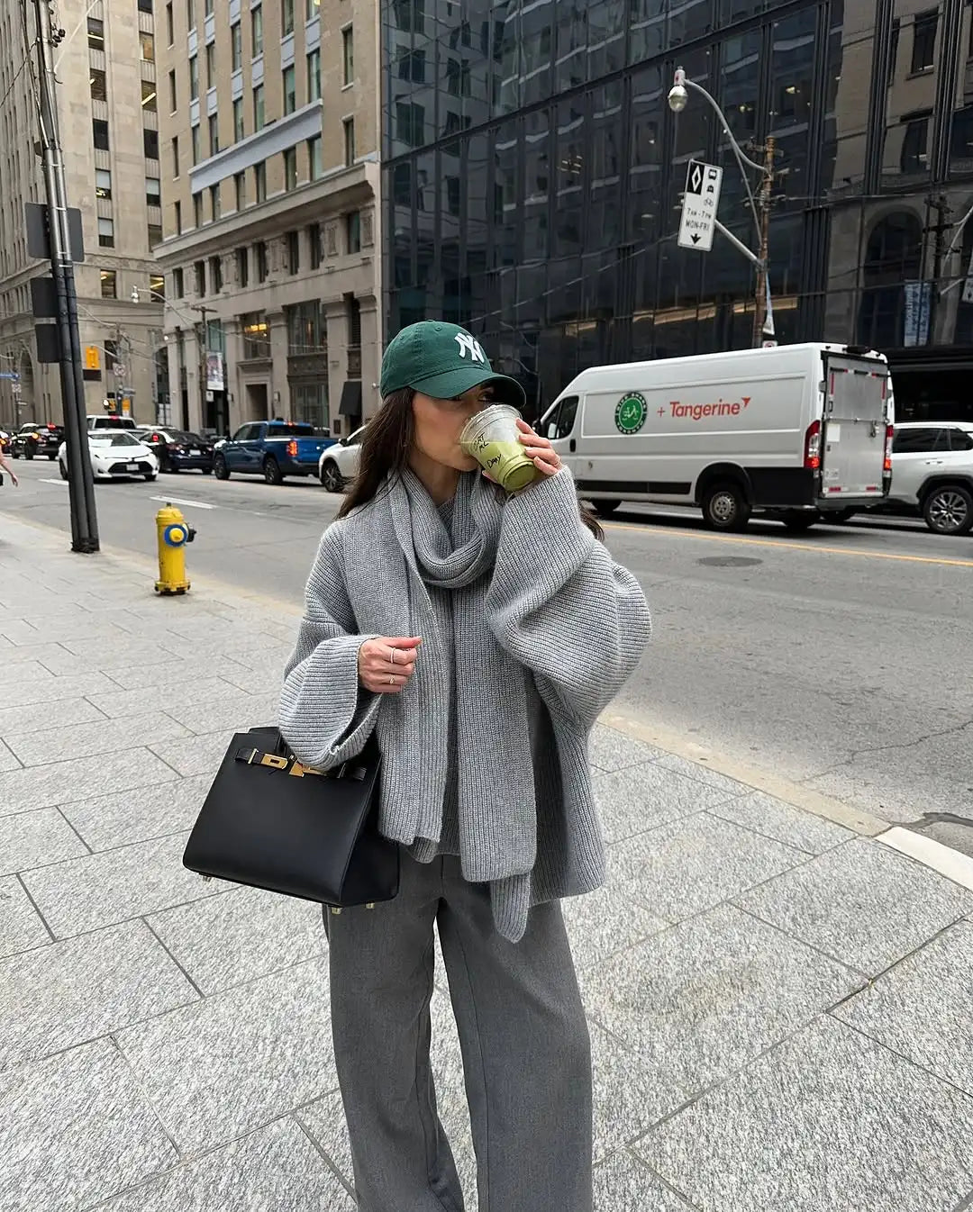 Xia Loose Knit Sweater with Scarf