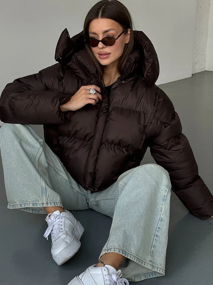 Sylvia Quilted Cropped Puffer Jacket with Hood