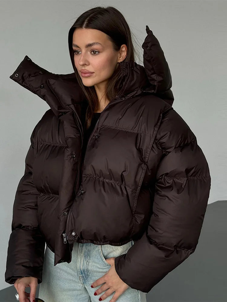 Sylvia Quilted Cropped Puffer Jacket with Hood