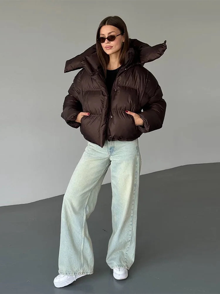 Sylvia Quilted Cropped Puffer Jacket with Hood