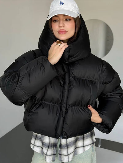 Sylvia Quilted Cropped Puffer Jacket with Hood