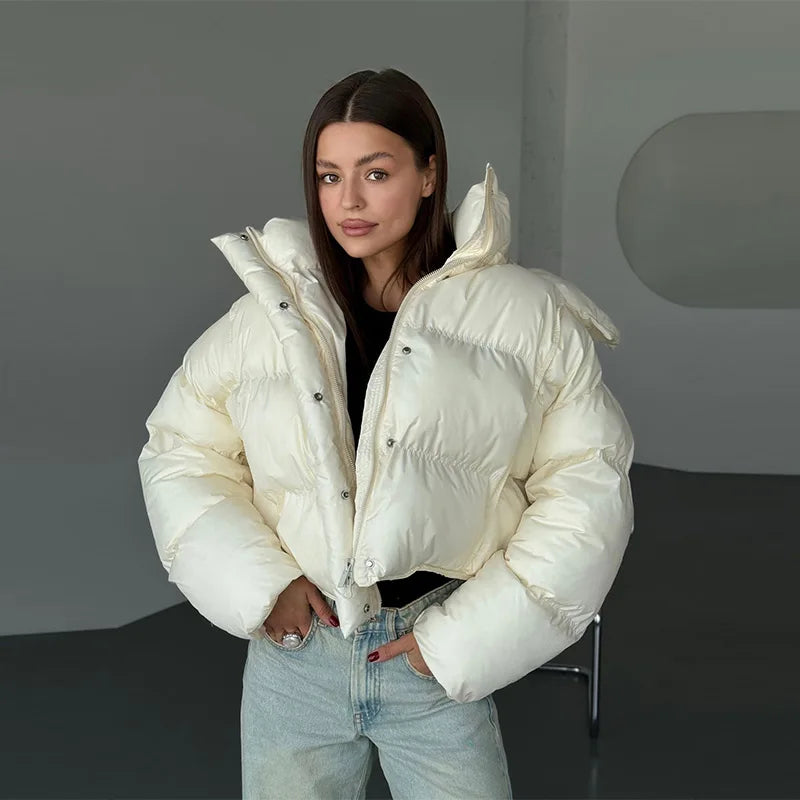 Sylvia Quilted Cropped Puffer Jacket with Hood