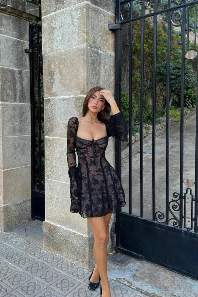 Mabel | Long Sleeve Lace Mini Dress