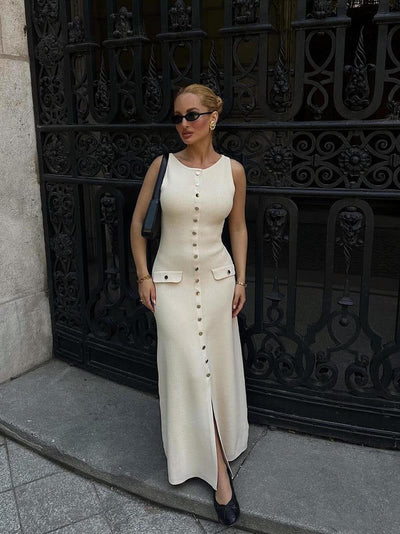 Fiona | Knitted Sleeveless Maxi Dress
