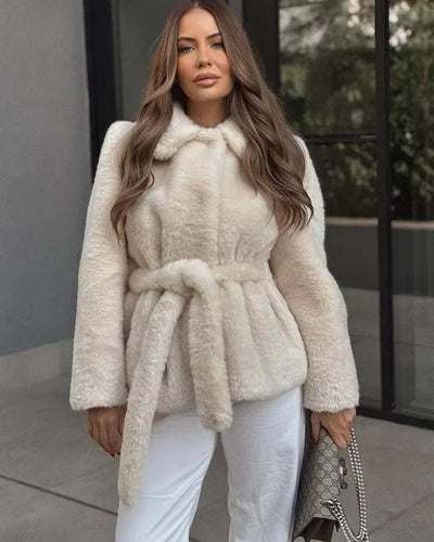 Farrah Faux Fur Coat with Belt