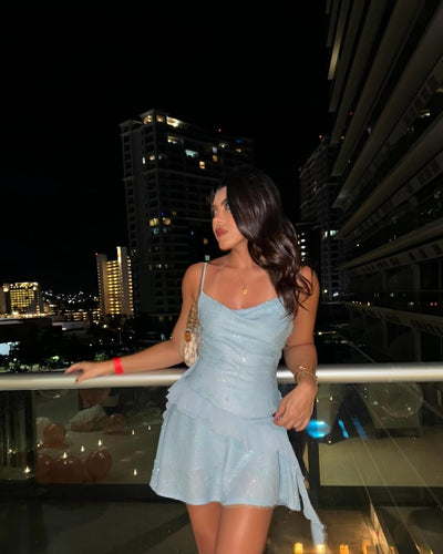 Serene | Ruffled Sleeveless Sequin Mini Dress