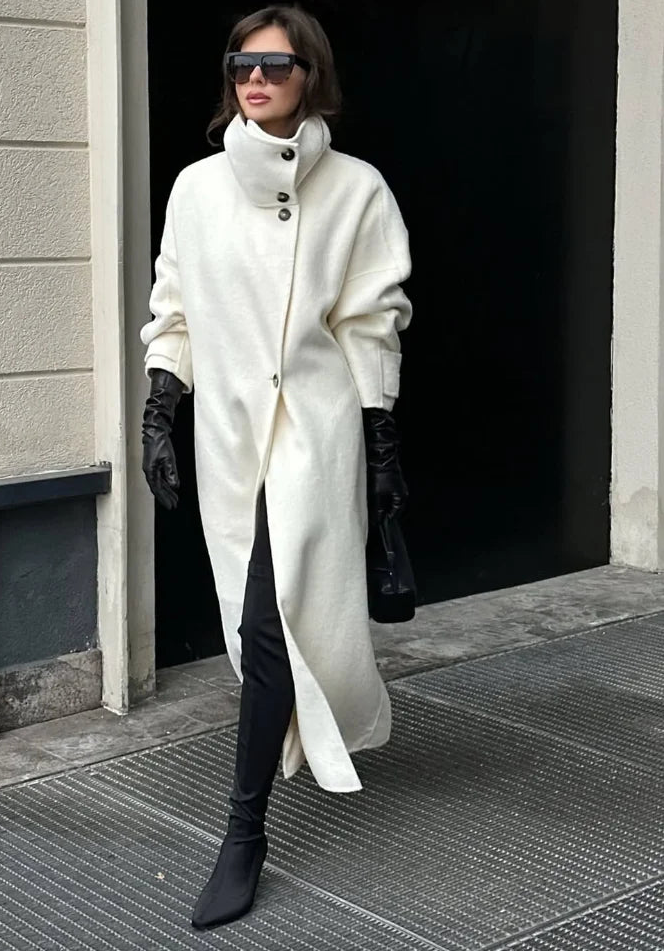 Juliana long coat with standing collar