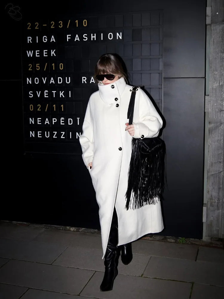 Juliana long coat with standing collar