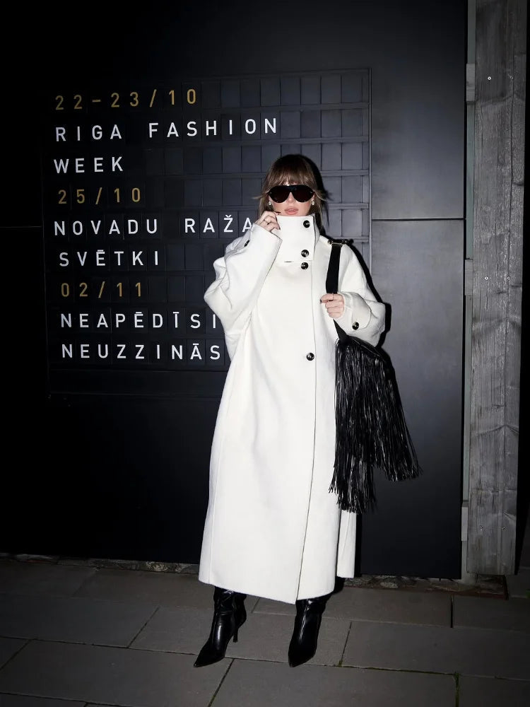 Juliana long coat with standing collar