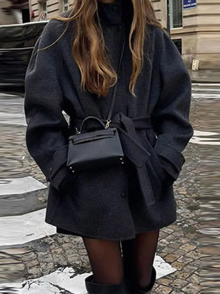 Ashley jacket with stand-up collar, short model