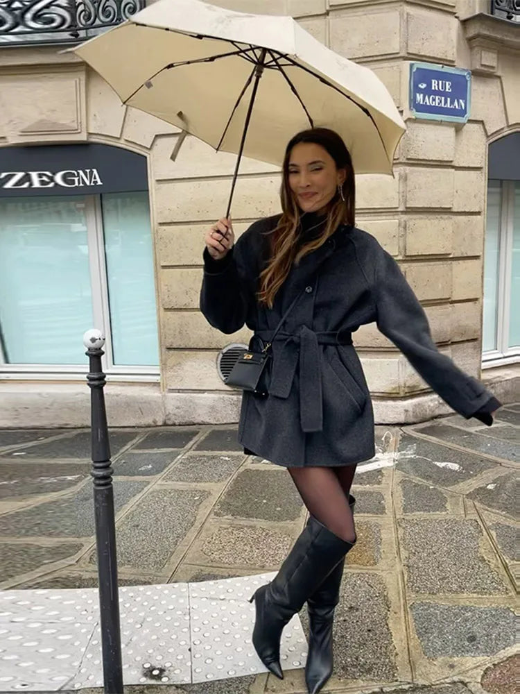 Ashley jacket with stand-up collar, short model