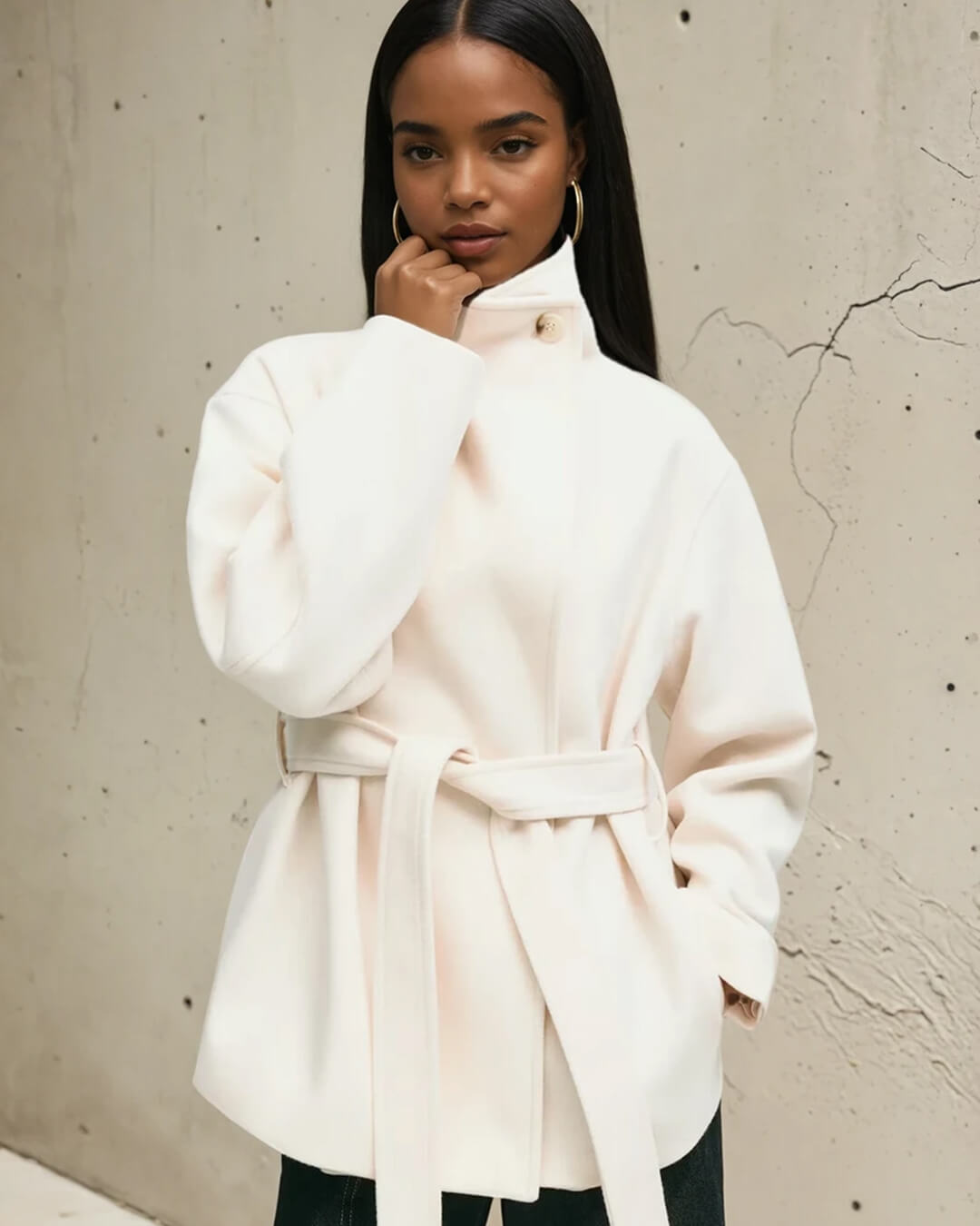 Loraine Jacket with Stand-Up Collar and Lace Closure