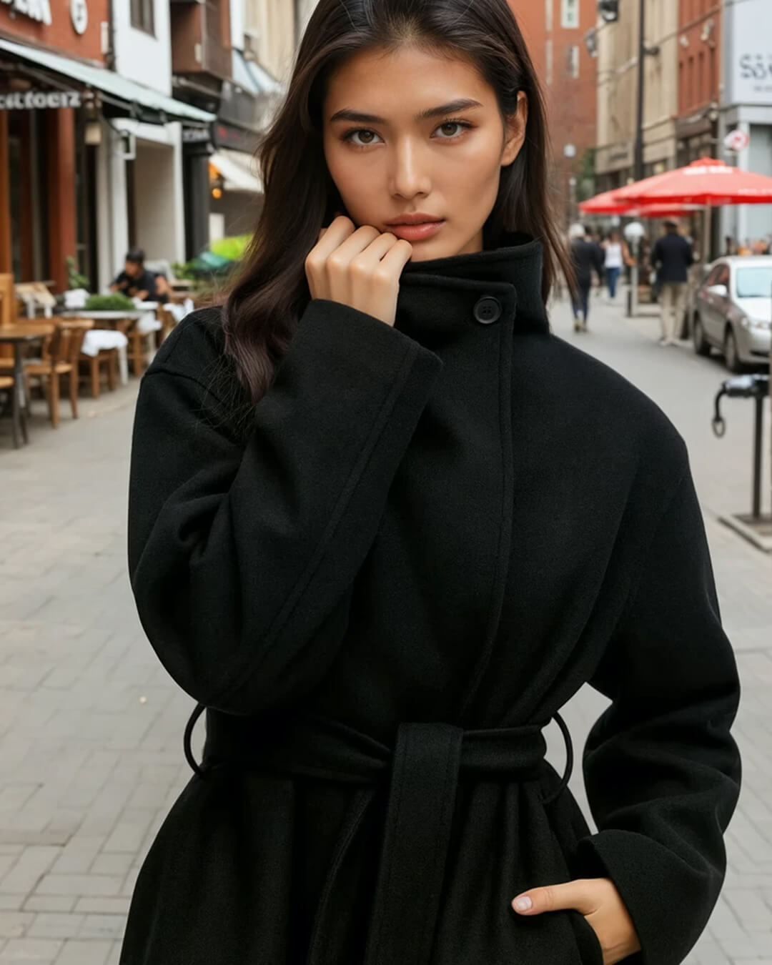 Loraine Jacket with Stand-Up Collar and Lace Closure