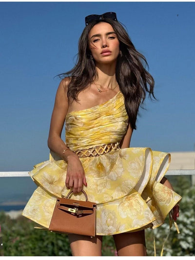 Daphne | Floral One-Shoulder Mini Dress