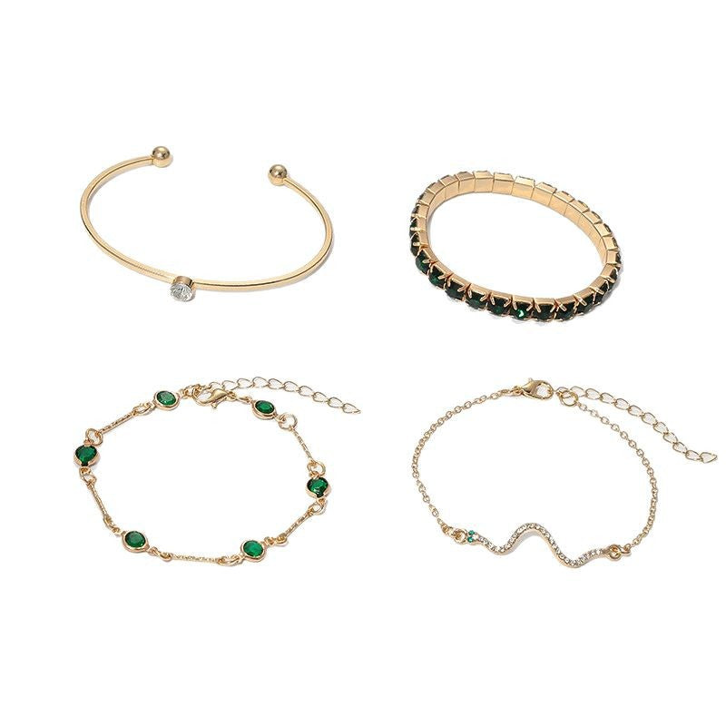 Orliva | Luxury Green &amp; Gold Bracelet Set