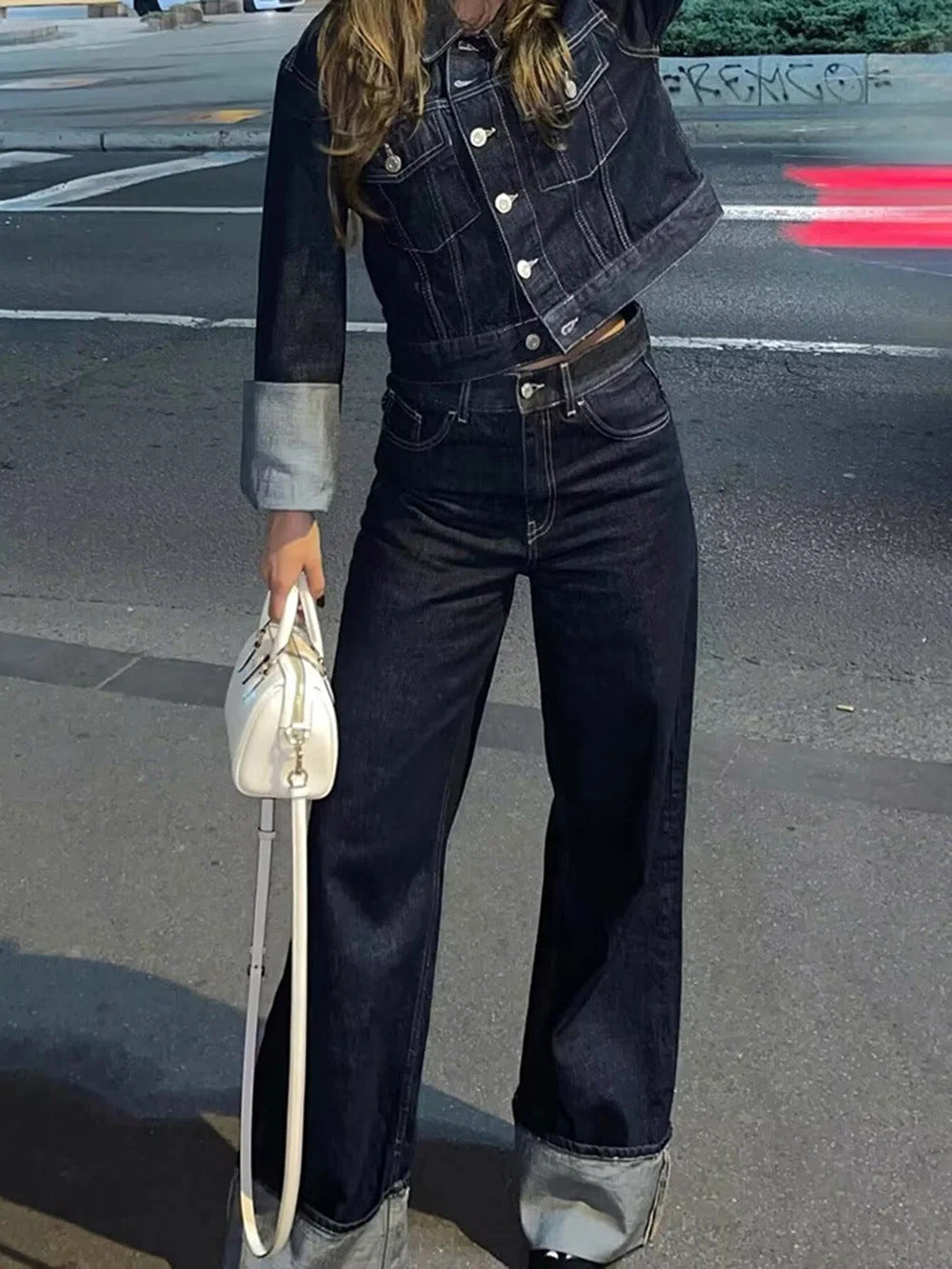 Eulalia | Wide-Leg Cuffed Denim Pants