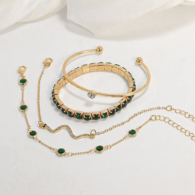 Orliva | Luxury Green &amp; Gold Bracelet Set