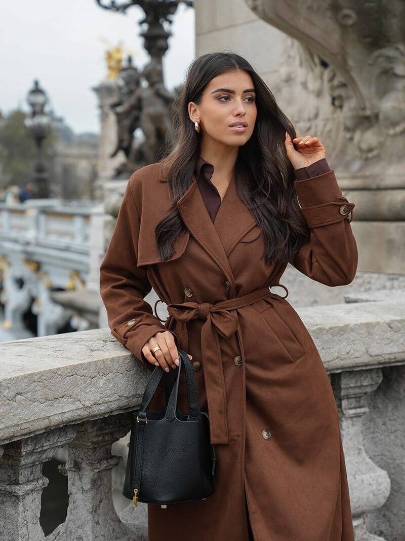 Molly imitation suede trench coat
