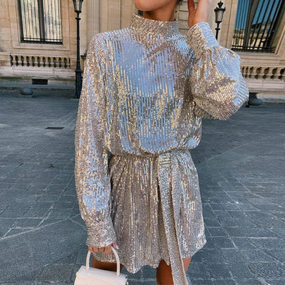 Elina | Sequin High-Neck Dress