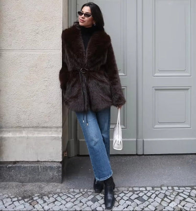 Faith Faux Fur Coat with Belt