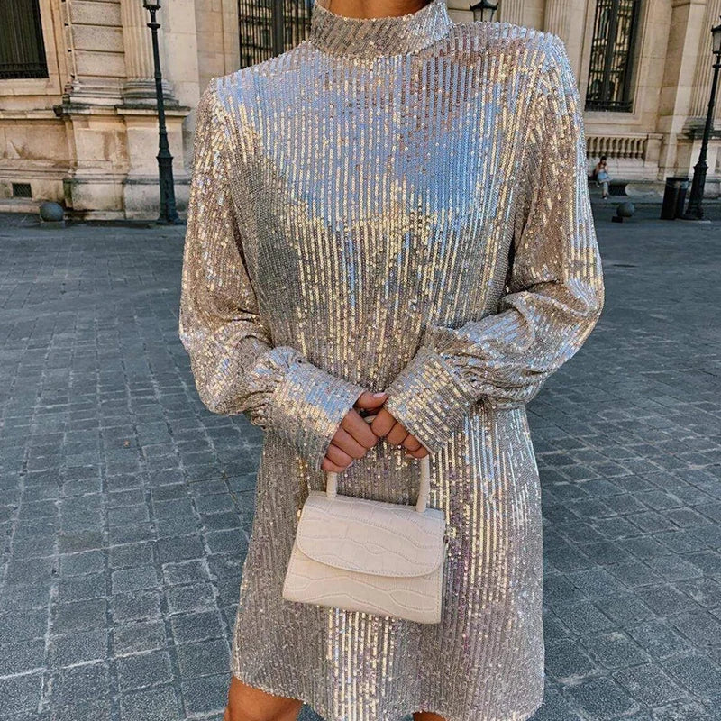Elina | Sequin High-Neck Dress