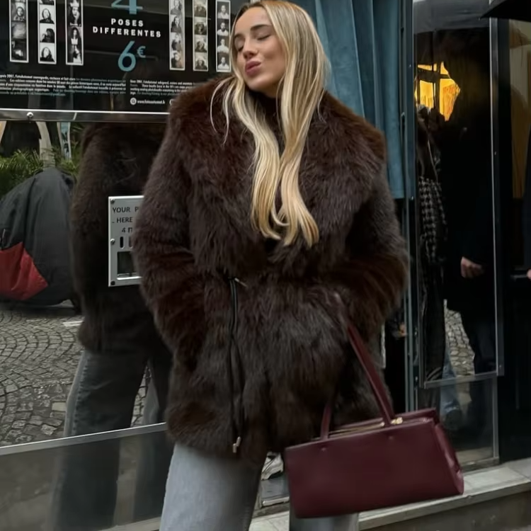 Faith Faux Fur Coat with Belt