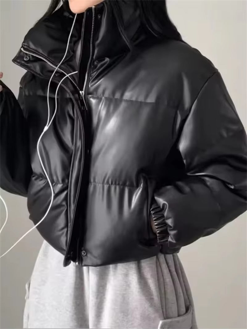 Samantha Faux Leather Puffer Jacket