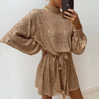 Elina | Sequin High-Neck Dress