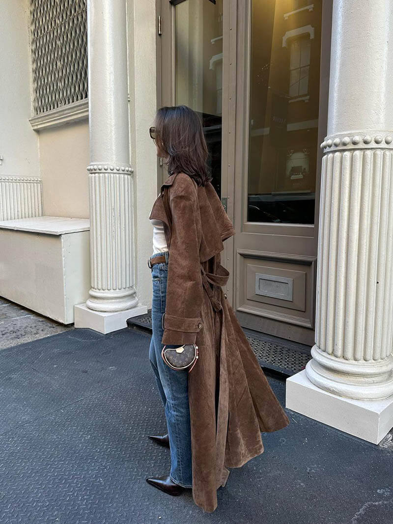 Molly imitation suede trench coat