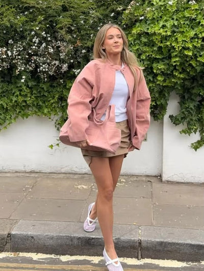 Queenie Suede Bomber Jacket