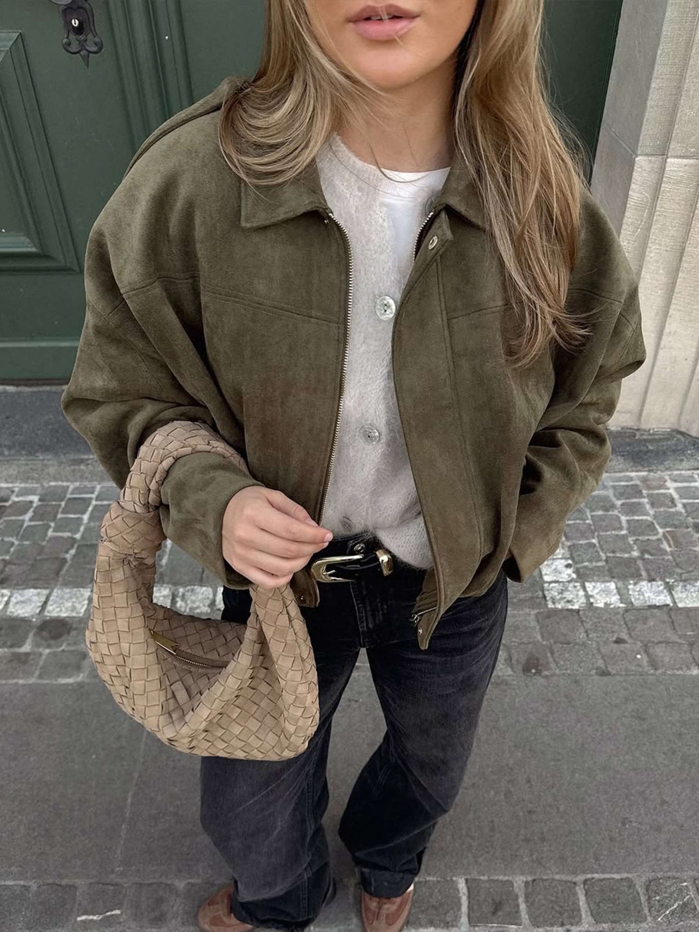 Lara Suede Bomber Jacket