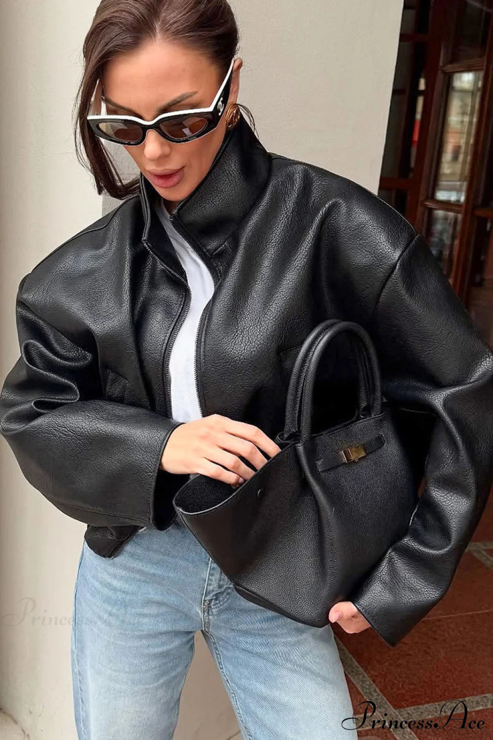 Leather Jacket with Zipper