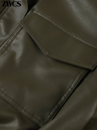 Brianna Faux Leather Bomber Jacket