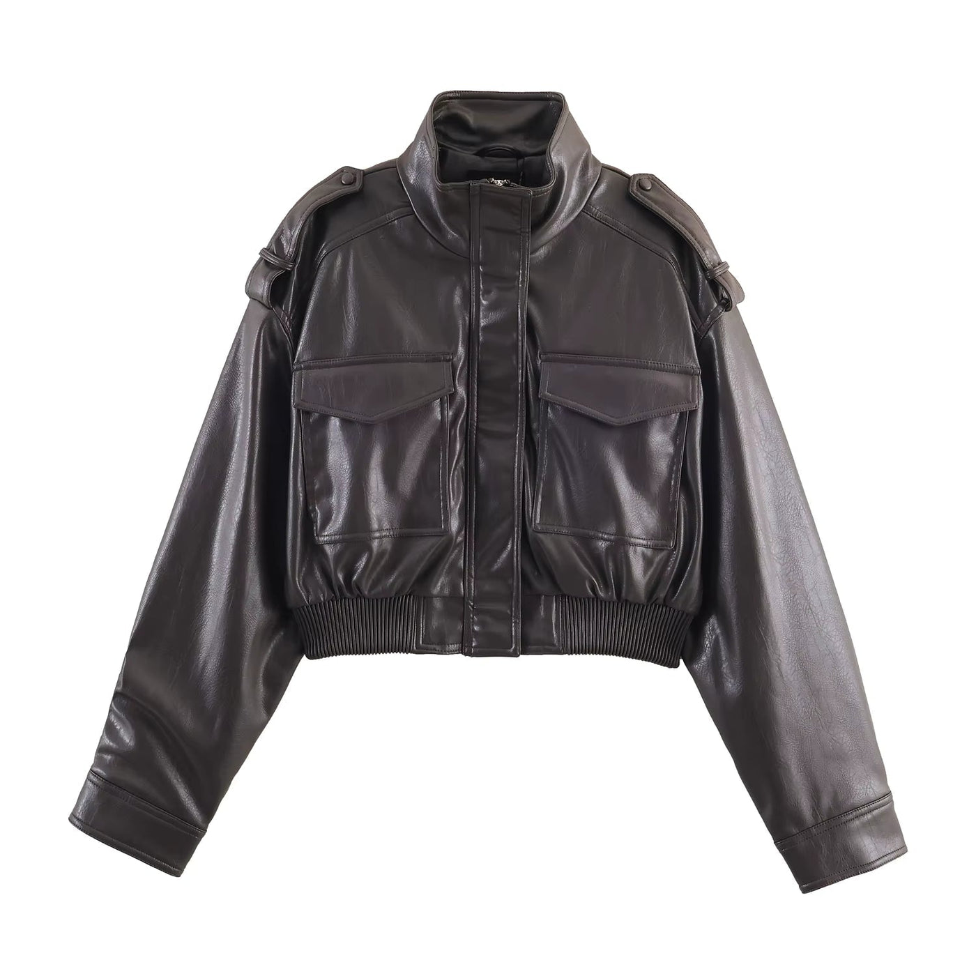 Brianna Faux Leather Bomber Jacket