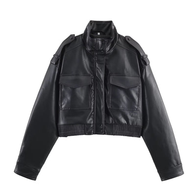 Brianna Faux Leather Bomber Jacket