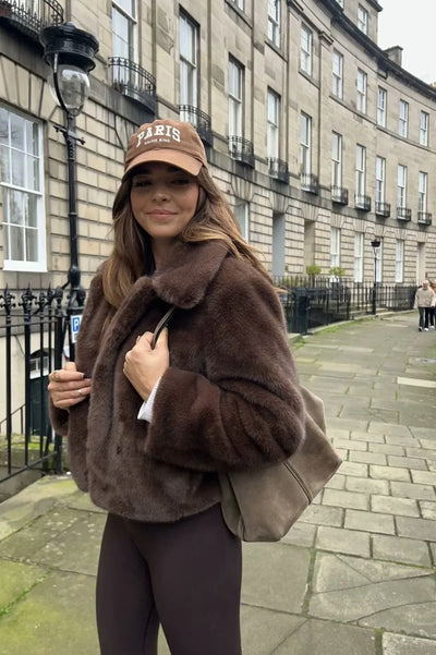 Abby Short Jacket with Faux Fur Collar