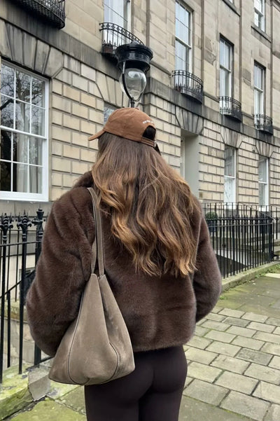 Abby Short Jacket with Faux Fur Collar