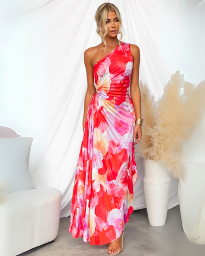 Elestren | Sunset Flower Petal Dress