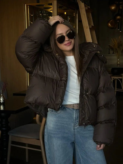 Gaia Short Quilted Jacket with Hood