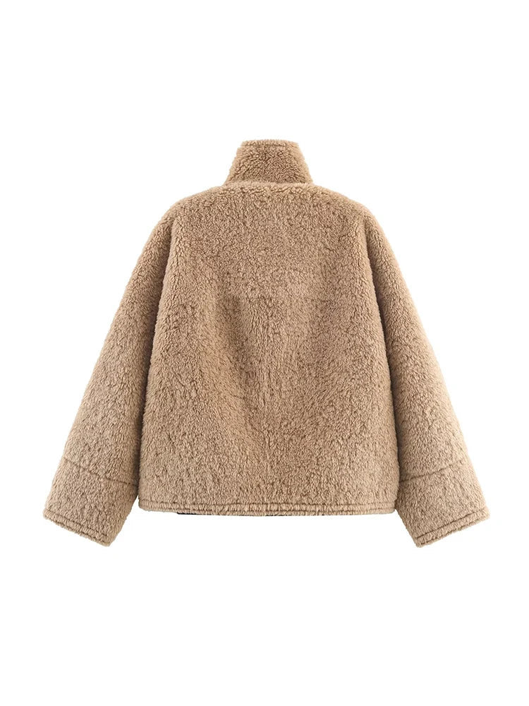 Carol jacket with stand-up collar made of faux fur
