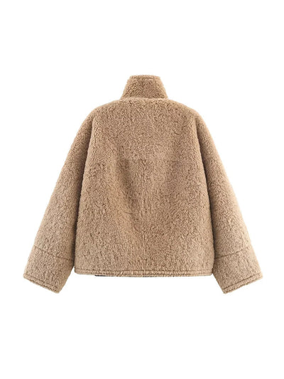 Carol jacket with stand-up collar made of faux fur