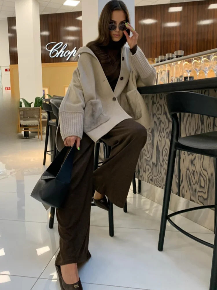 Terry Coltrui Faux Fur Knitted Jacket