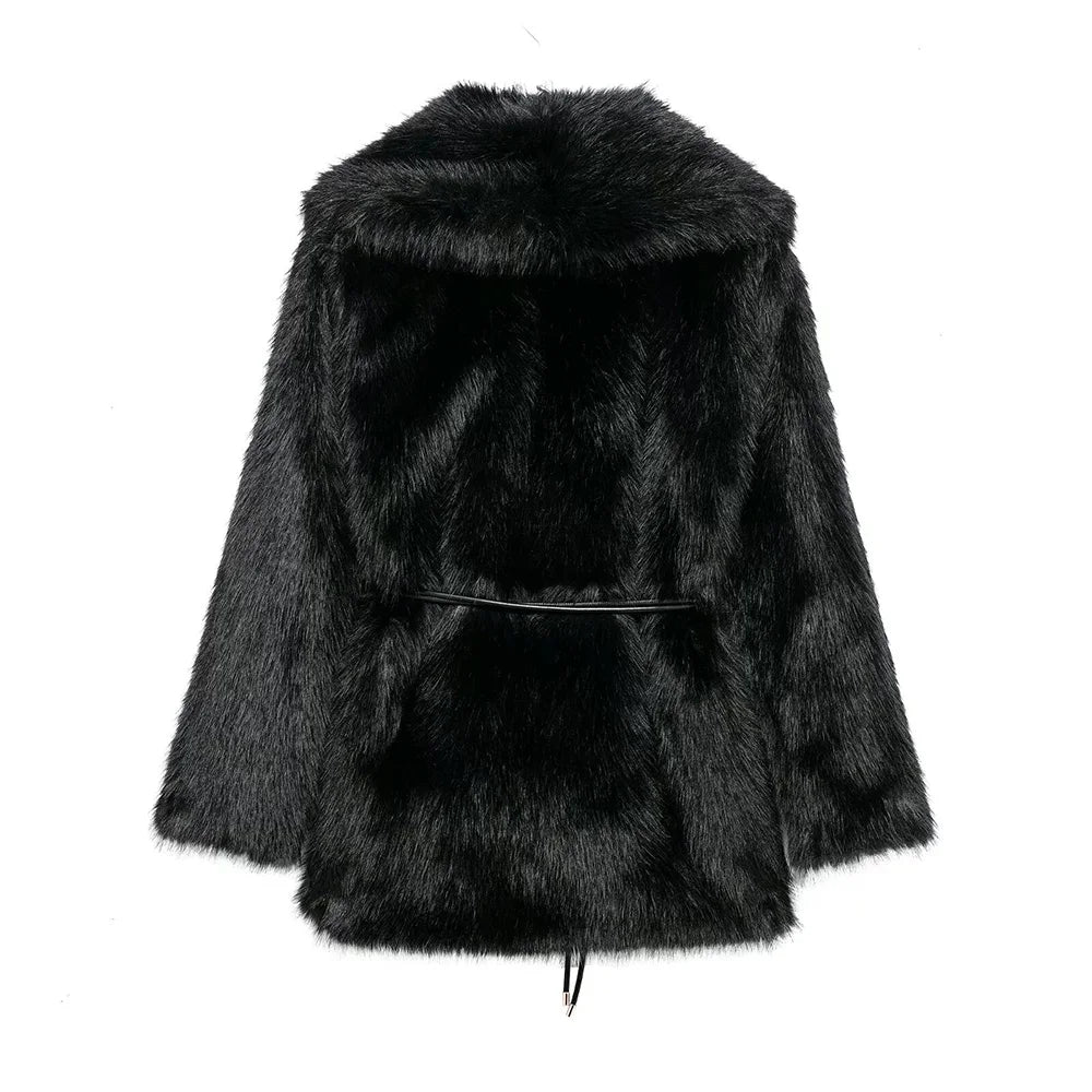 Faith Faux Fur Coat with Belt