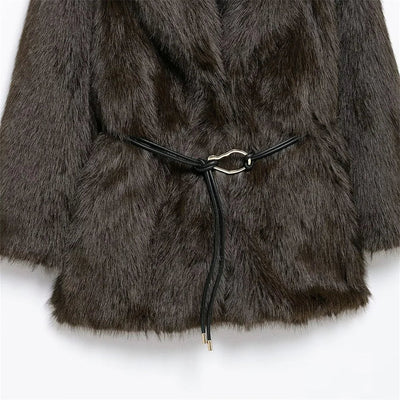 Faith Faux Fur Coat with Belt