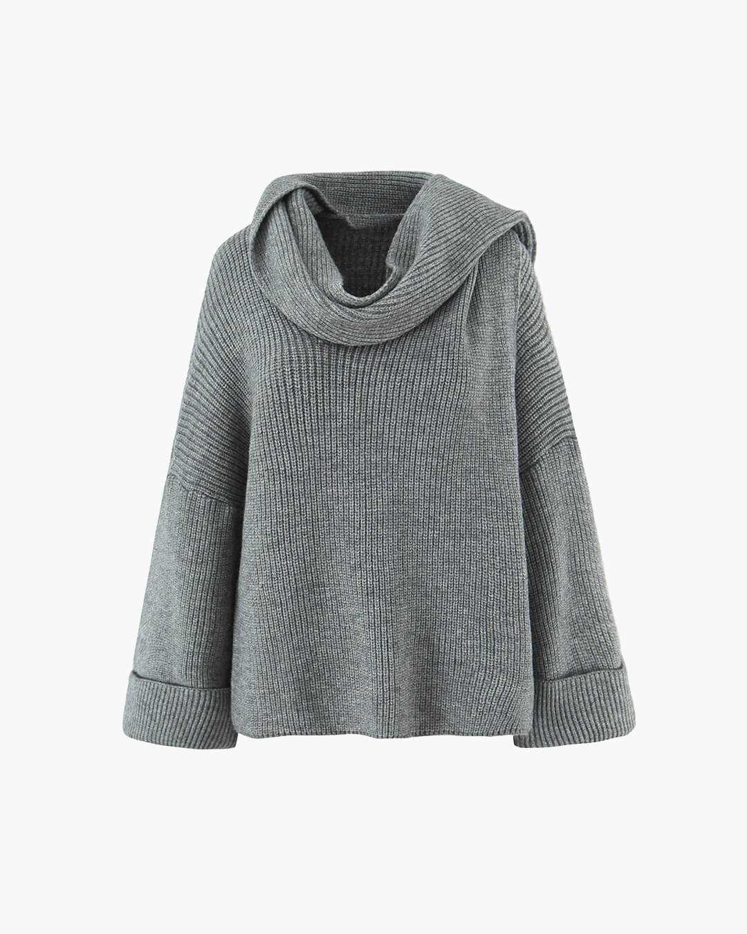 Xia Loose Knit Sweater with Scarf