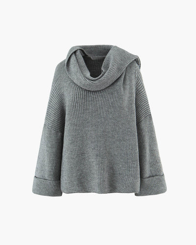 Xia Loose Knit Sweater with Scarf