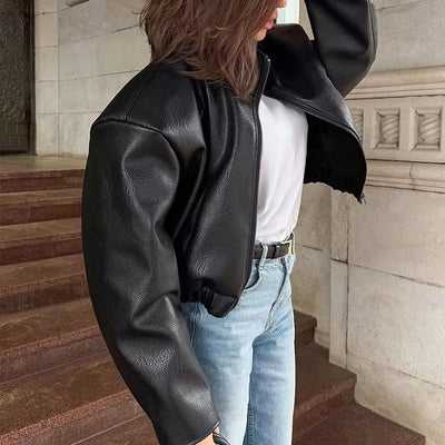 Leather Jacket with Zipper